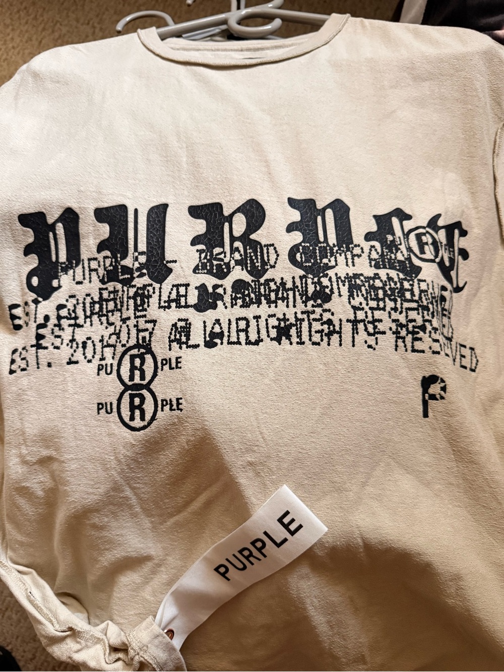 Purple Brand PUBLISHED Cream Short-Sleeve Graphic Tee